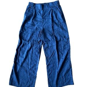 Ann Taylor Navy Elastic-Waist Wide Leg Pants